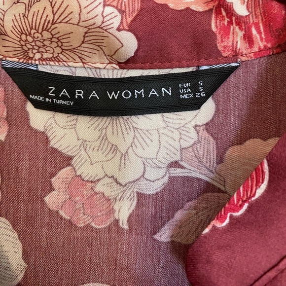 Zara Crop Wrap Front Tie Floral Blouse with Puffy Sleeves Size S - Picture 10 of 11